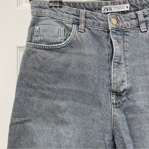 Zara High Waisted Straight Leg Jeans Grey Wash